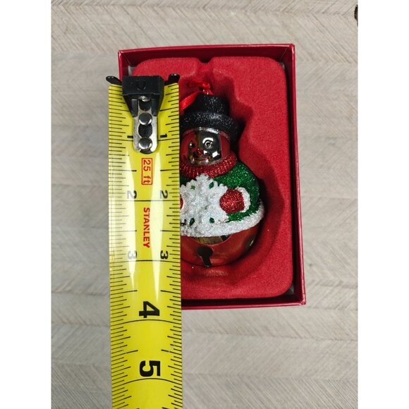 Reed & Barton Silverplate Sleigh Bell Snowman Ornament With Glitter Accents - Picture 6 of 8